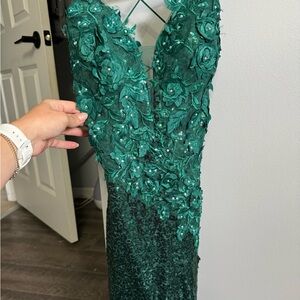 Dark Green fitted homecoming formal dress with sequins!